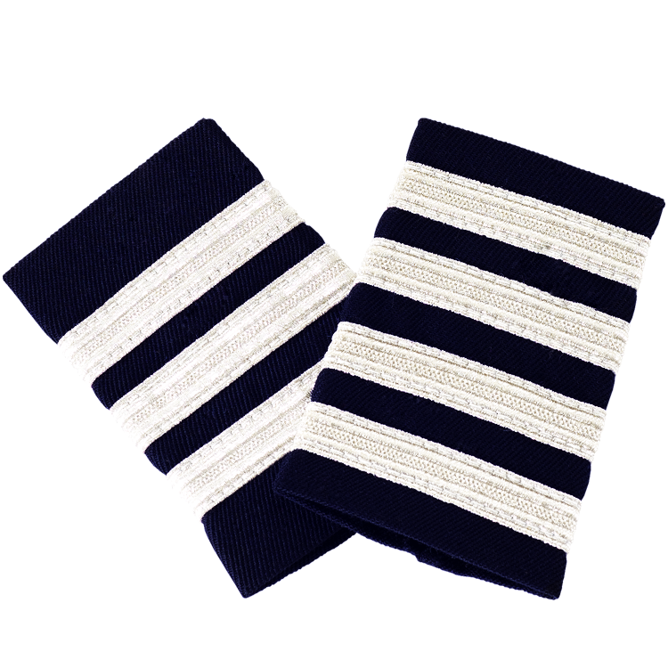 Navy Blue Epaulettes with Silver Stripes